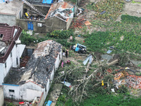 A general view of the disaster site where houses collapsed after a tornado in Dafeng district, Yancheng City, Jiangsu province, China, Augus...