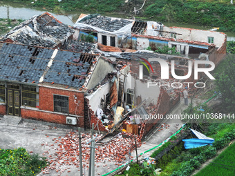 A general view of the disaster site where houses collapsed after a tornado in Dafeng district, Yancheng City, Jiangsu province, China, Augus...