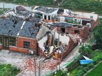 A general view of the disaster site where houses collapsed after a tornado in Dafeng district, Yancheng City, Jiangsu province, China, Augus...