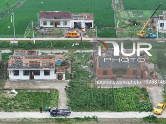 A general view of the disaster site where houses collapsed after a tornado in Dafeng district, Yancheng City, Jiangsu province, China, Augus...