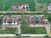 A general view of the disaster site where houses collapsed after a tornado in Dafeng district, Yancheng City, Jiangsu province, China, Augus...