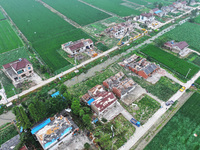 A general view of the disaster site where houses collapsed after a tornado in Dafeng district, Yancheng City, Jiangsu province, China, Augus...