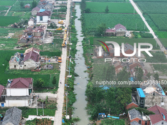 A general view of the disaster site where houses collapsed after a tornado in Dafeng district, Yancheng City, Jiangsu province, China, Augus...