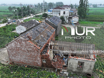 A general view of the disaster site where houses collapsed after a tornado in Dafeng district, Yancheng City, Jiangsu province, China, Augus...