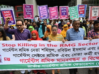 Activist of National Garment Workers Federation Stage a Protest rally demanding justice for Garment workers leader Shahidul, Rabiul Islam an...