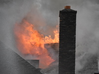 A three-alarm fire broke out at Grace Presbyterian Church in Montclair, New Jersey, United States on August 15, 2023. The fire started in th...