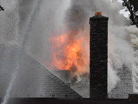 A three-alarm fire broke out at Grace Presbyterian Church in Montclair, New Jersey, United States on August 15, 2023. The fire started in th...