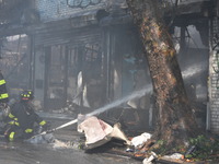 5-alarm fire in Brooklyn, New York, United States on August 20, 2023 damages several stores on Lee Avenue Sunday. Several firefighters were...