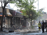 5-alarm fire in Brooklyn, New York, United States on August 20, 2023 damages several stores on Lee Avenue Sunday. Several firefighters were...