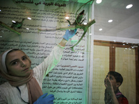 Palestinian students take part in a festival of the Science Days Palestine, at al Qattan Center in Gaza city on August 21, 2023. 
 (