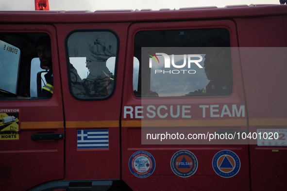 Fire truck during the wildfire in Mountain Parnitha 22/8/23 