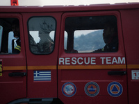 Fire truck during the wildfire in Mountain Parnitha 22/8/23 (