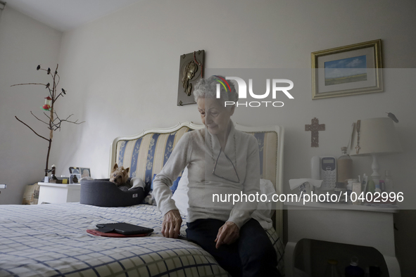 Catia Lattouf, health couch, rescuer and hummingbird keeper, inside her apartment in Mexico City. 