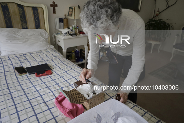 Catia Lattouf, health couch, rescuer and hummingbird keeper, feeds injured hummingbirds inside her apartment in Mexico City. 