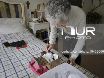 Catia Lattouf, health couch, rescuer and hummingbird keeper, feeds injured hummingbirds inside her apartment in Mexico City. (