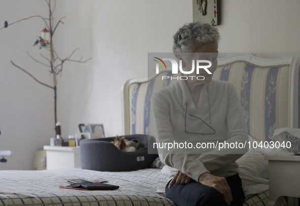 Catia Lattouf, health coucher, rescuer and hummingbird keeper, inside her apartment in Mexico City. 