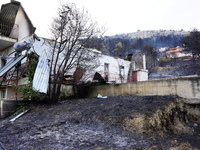 Destroyed houses from the fire on Mount Parnitha in Athens, Greece, on August 23, 2023 (