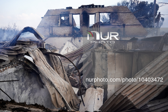 Destroyed houses from the fire on Mount Parnitha in Athens, Greece, on August 23, 2023 