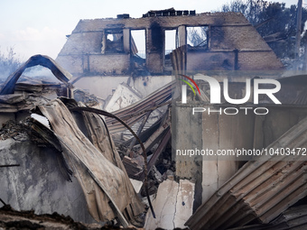 Destroyed houses from the fire on Mount Parnitha in Athens, Greece, on August 23, 2023 (