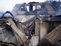 Destroyed houses from the fire on Mount Parnitha in Athens, Greece, on August 23, 2023 (