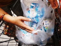 HANGZHOU, CHINA - AUGUST 24, 2023 - Citizens buy salt at a supermarket in Hangzhou, Zhejiang province, China, August 24, 2023. On the same d...