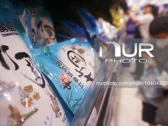 HANGZHOU, CHINA - AUGUST 24, 2023 - Citizens buy salt at a supermarket in Hangzhou, Zhejiang province, China, August 24, 2023. On the same d...