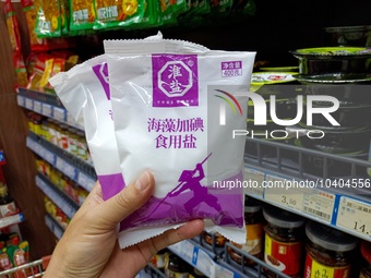 SUQIAN, CHINA - AUGUST 24, 2023 - Customers shop for salt at a supermarket in Suqian, Jiangsu province, China, Aug. 24, 2023. Affected by Ja...