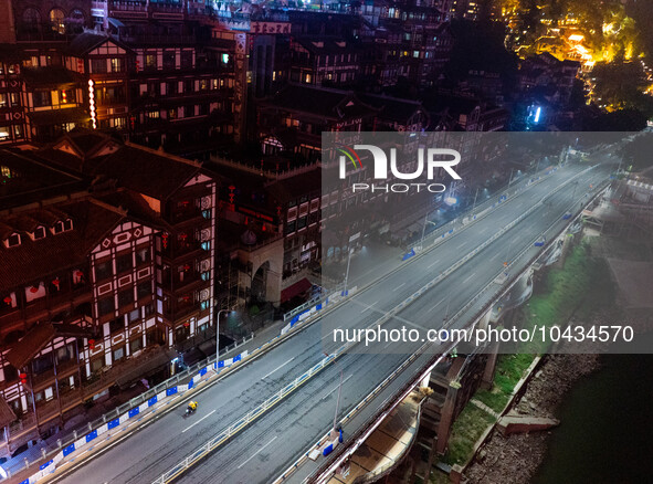 CHONGQING, CHINA - NOVEMBER 18, 2022 - (FILE) The picture shows the Hongya Cave landscape lighting is temporarily closed and the scenic area...