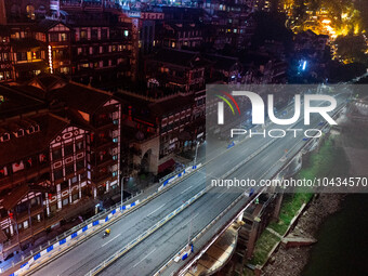 CHONGQING, CHINA - NOVEMBER 18, 2022 - (FILE) The picture shows the Hongya Cave landscape lighting is temporarily closed and the scenic area...