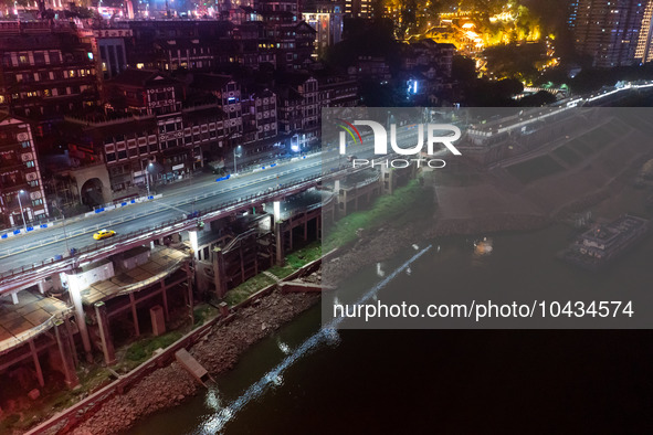 CHONGQING, CHINA - NOVEMBER 18, 2022 - (FILE) The picture shows the Hongya Cave landscape lighting is temporarily closed and the scenic area...