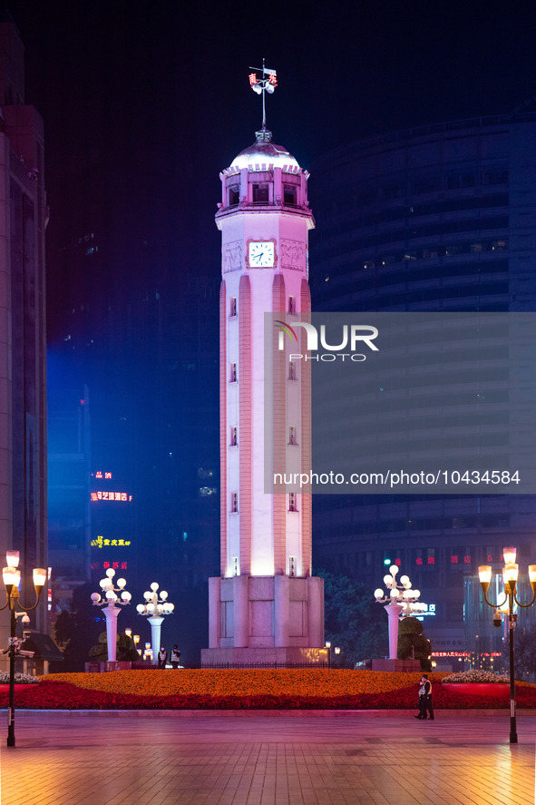 CHONGQING, CHINA - NOVEMBER 18, 2022 - (FILE) Police patrol the empty Jiefangbei Central Business district in Chongqing, China, November 18,...