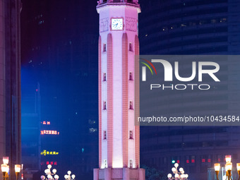 CHONGQING, CHINA - NOVEMBER 18, 2022 - (FILE) Police patrol the empty Jiefangbei Central Business district in Chongqing, China, November 18,...