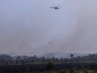 Firefighters from Regional Disaster Management Agency (BPBD) personnel and Indonesian Police Personnel from Ogan Ilir Regency are currently...