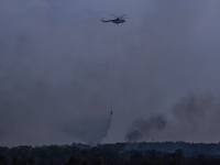 Firefighters from Regional Disaster Management Agency (BPBD) personnel and Indonesian Police Personnel from Ogan Ilir Regency are currently...