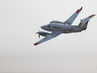 A firefighting aircraft is seen in Walker County, Texas on September 2, 2023.  (