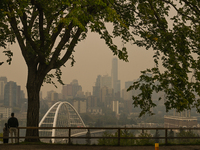 EDMONTON, CANADA - SEPTEMBER 03, 2023:
A view of downtown Edmonton amid wildfire smoke, on September 03, 2023, in Edmonton, Canada.
Wildfire...