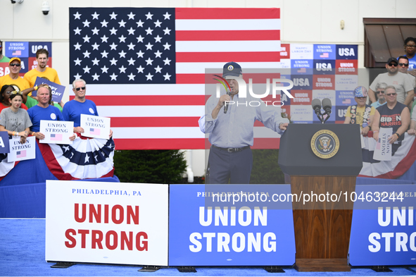 U.S. President Joseph Biden kicks of the AFL-CIOs annual Tri-State Labor Day Parade in Philadelphia, PA, USA on September 4, 2023. 