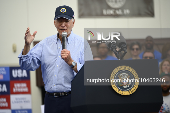 U.S. President Joseph Biden kicks of the AFL-CIOs annual Tri-State Labor Day Parade in Philadelphia, PA, USA on September 4, 2023. 