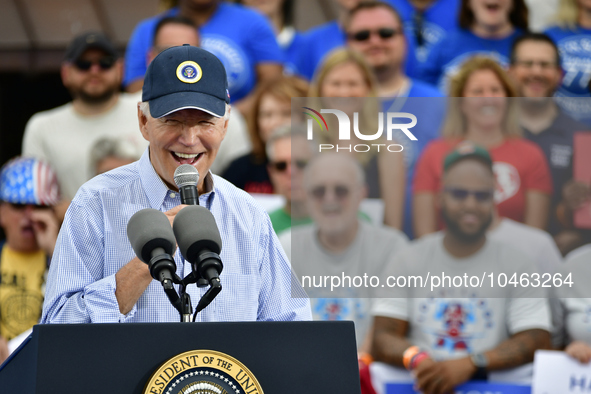 U.S. President Joseph Biden kicks of the AFL-CIOs annual Tri-State Labor Day Parade in Philadelphia, PA, USA on September 4, 2023. 