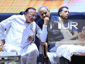 

Rajasthan Chief Minister Ashok Gehlot and State Education Minister BD Kalla are attending a felicitation ceremony on the occasion of Teach...