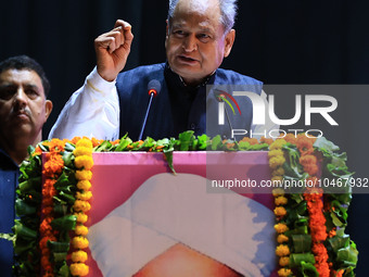 

Rajasthan Chief Minister Ashok Gehlot is addressing a felicitation ceremony on the occasion of Teacher's Day at the Birla Auditorium in Ja...