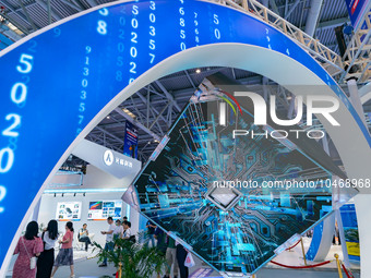  A chip-shaped cube attracts attention at the 2023 SMART CHINA EXPO in Chongqing, China, September 5, 2023. (