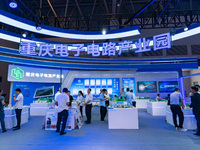  People visit the booth of Chongqing Electronic Circuit Industrial Park at the 2023 SMART CHINA EXPO in Chongqing, China, Sept. 5, 2023. (