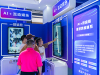  Citizens experience AI+ interactive entertainment at the 2023 SMART CHINA EXPO in Chongqing, China, September 5, 2023. (