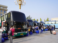 DEZHOU, CHINA - SEPTEMBER 7, 2023 - Students of Dezhou University in Shandong province carry their luggage and prepare to go to the grassroo...