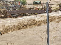 The aftermath of the fierce rainstorms hit central Greece showing the damage from the floods while roads are still covered by floodwater and...