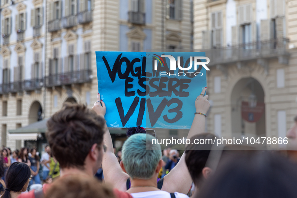 08/09/2023 Torino, Italy.
 Demonstration against femicides organized by the feminist collective ''Non Una di meno'' in Turin.
Italy is one o...