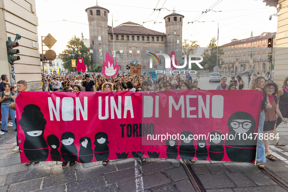 08/09/2023 Torino, Italy.
 Demonstration against femicides organized by the feminist collective ''Non Una di meno'' in Turin.
Italy is one o...