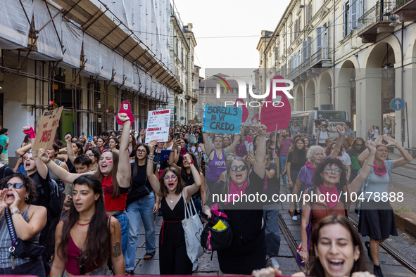 08/09/2023 Torino, Italy.
 Demonstration against femicides organized by the feminist collective ''Non Una di meno'' in Turin.
Italy is one o...