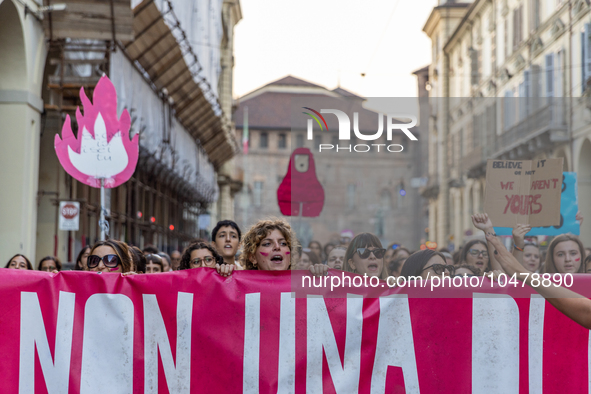 08/09/2023 Torino, Italy.
 Demonstration against femicides organized by the feminist collective ''Non Una di meno'' in Turin.
Italy is one o...